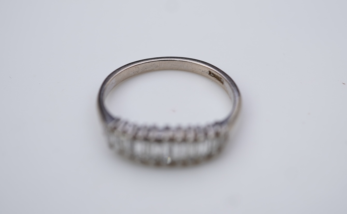 A baguette diamond ring